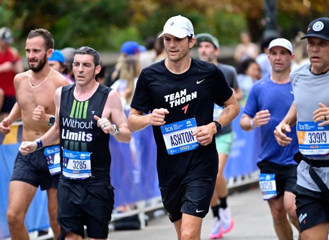 Ashton Kutcher running NYC Marathon