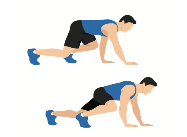 bear crawl illustration, concept of strength exercises to prevent injury after 50