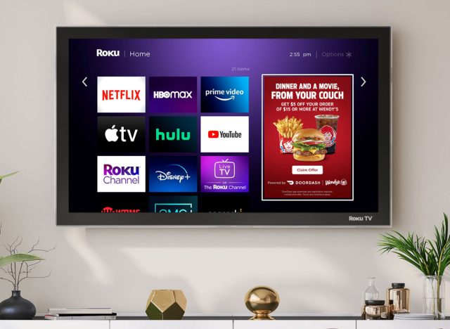 doordash and roku's shoppable ad on a tv screen
