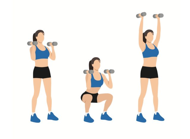 dumbbell squat thrusters illustration