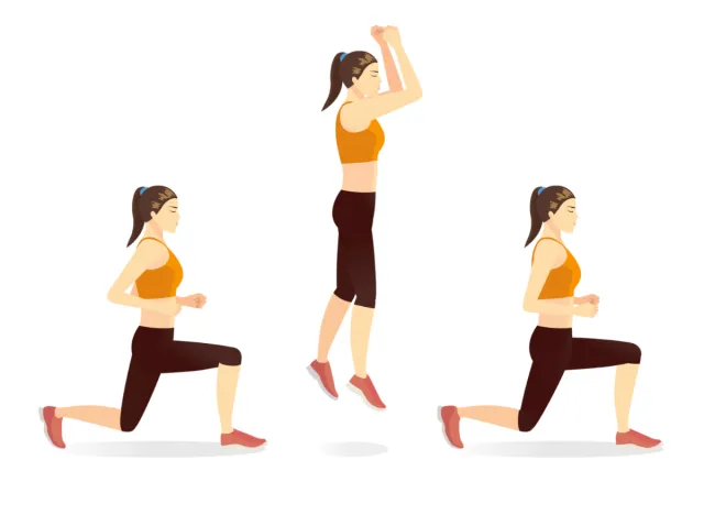 jump lunges illustration to shrink hanging belly fat