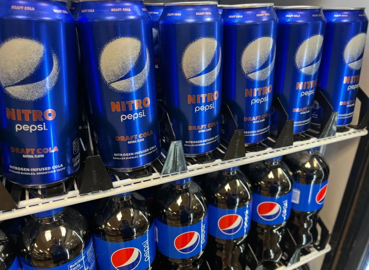 nitro pepsi cans and regular pepsi bottles