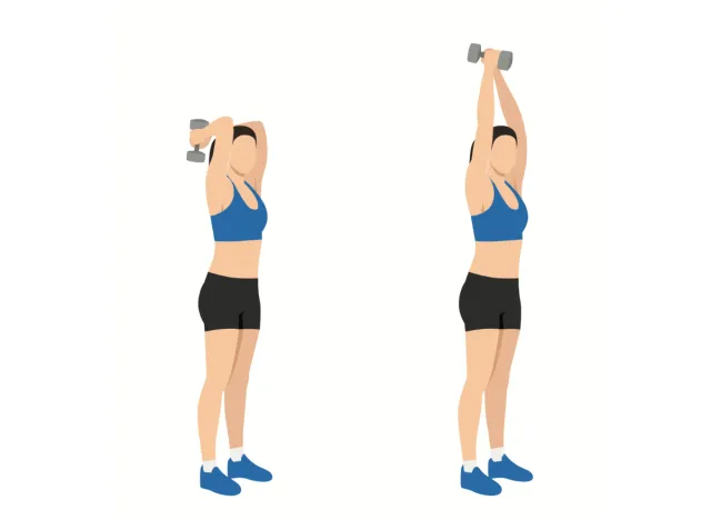 overhead dumbbell triceps extension exercise, arm-strengthening exercises for seniors