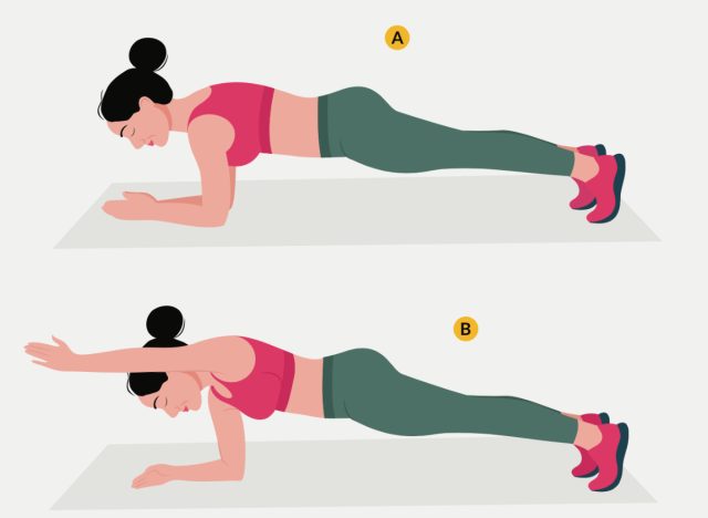plank with arm extension exercises to build a stronger core