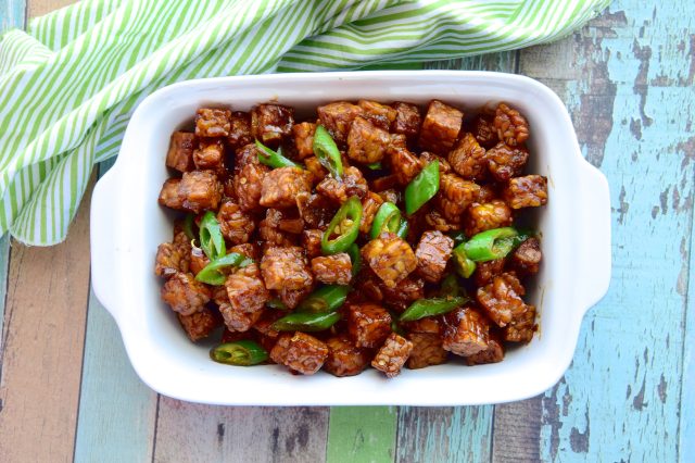 Tempeh Sweet Soy Sauce with Green Chili or Orek Tempe