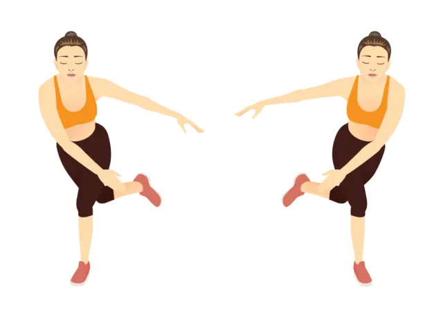 illustration of speed skater exercise, concept of workouts to deflate belly bounce