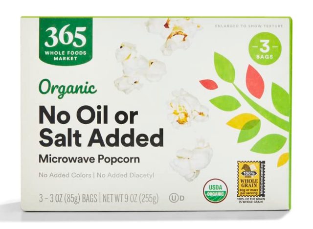 365 by Whole Foods Market, Organic No Oil or Salt Microwave Popcorn