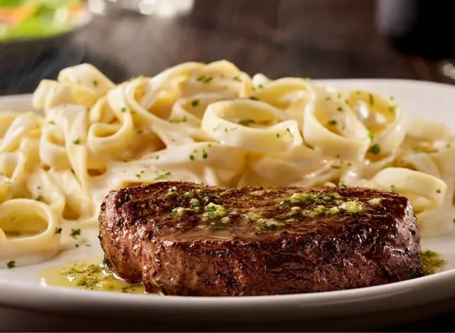 6 ounce steak and pasta from Olive Garden