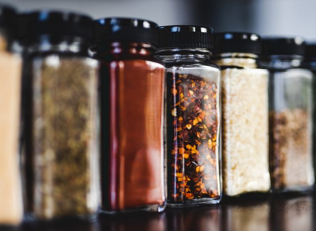 spices seeds and seasonings in matching spice jar