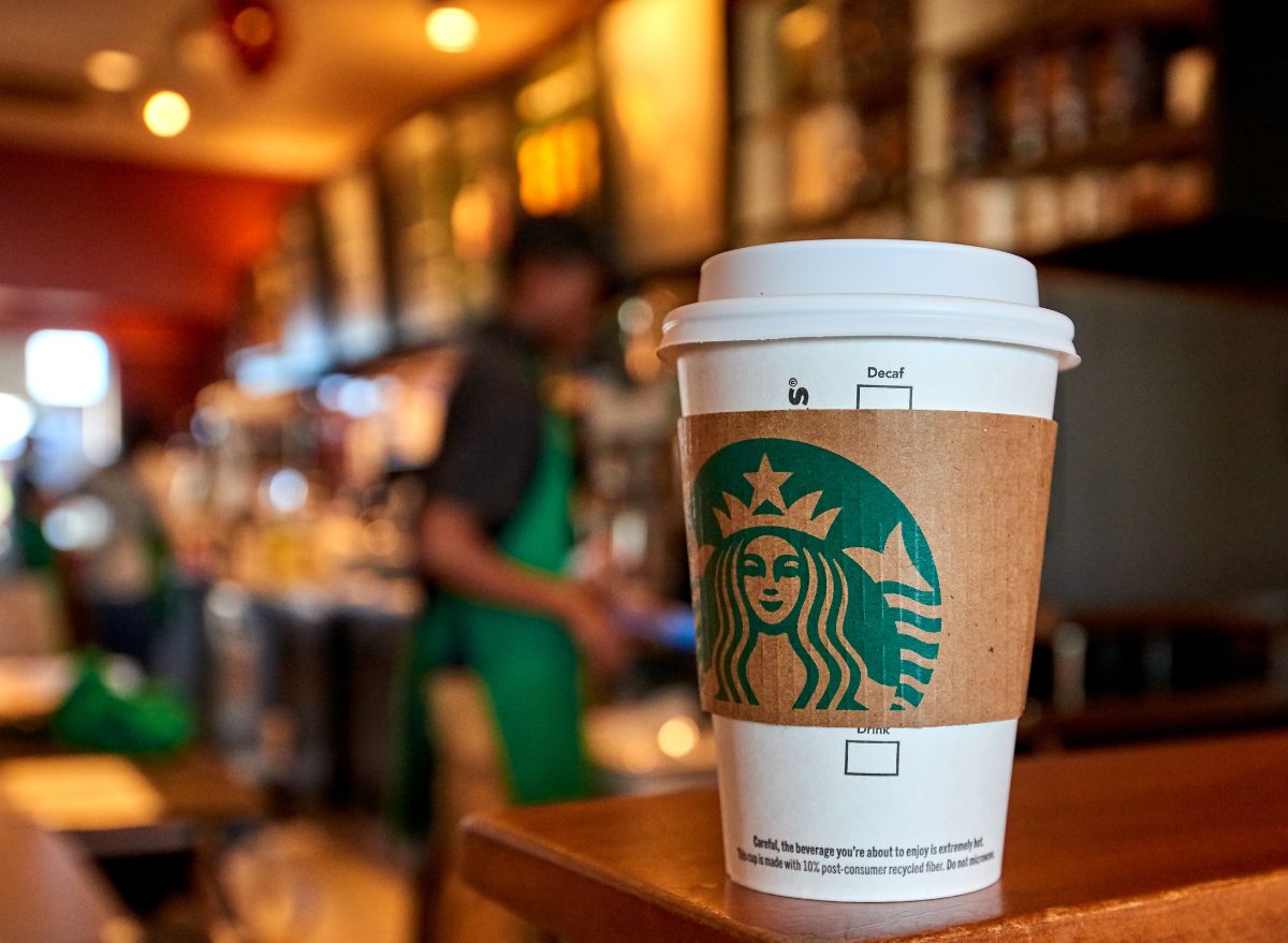 Starbucks cup inside store