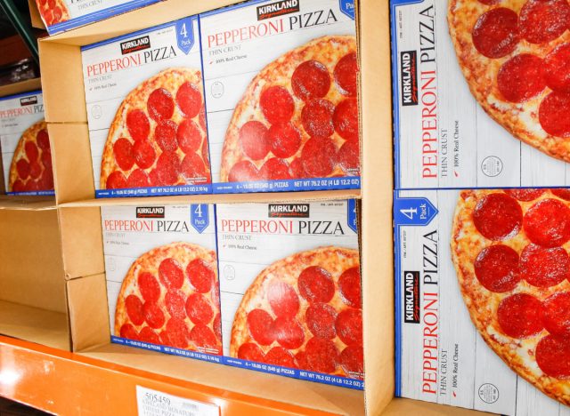 boxes of kirkland signature pepperoni pizza