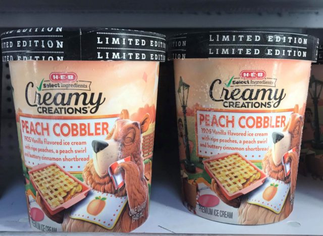 H-E-B peach cobbler creamy creations ice cream