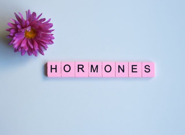 the word hormones on wooden cubes