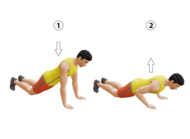 demonstration of kneeling pushups