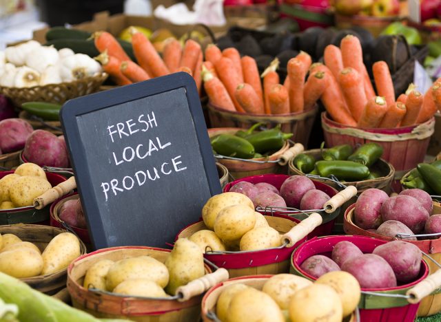 Fresh produce on sale at the local farmers market.