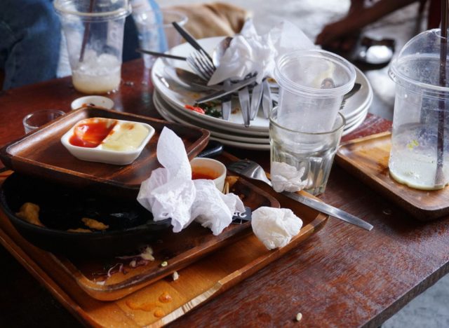 messy restaurant table