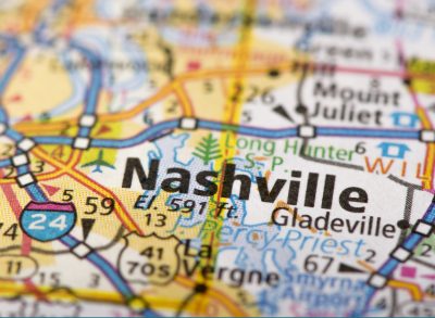 nashville on a road map