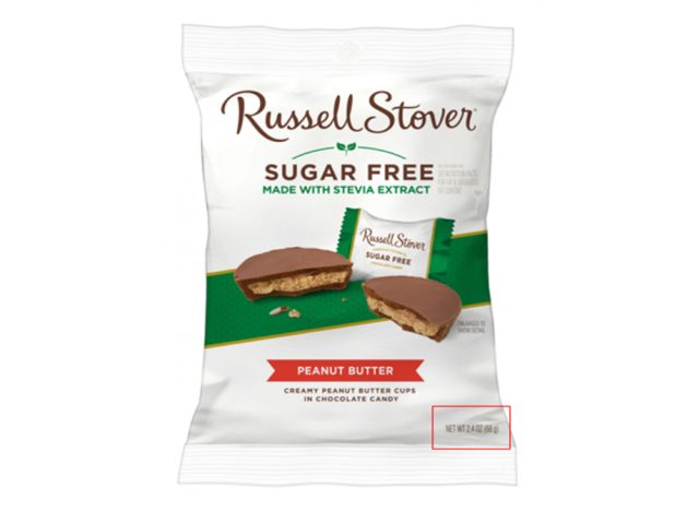 recalled russell stover sugar free peanut butter cups