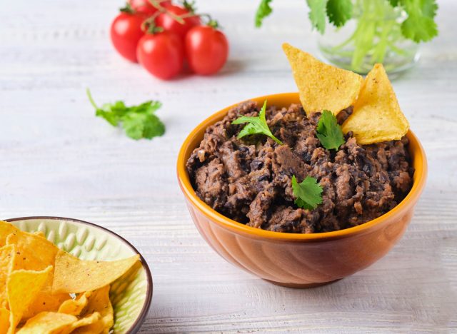 refried black bean dip with chips