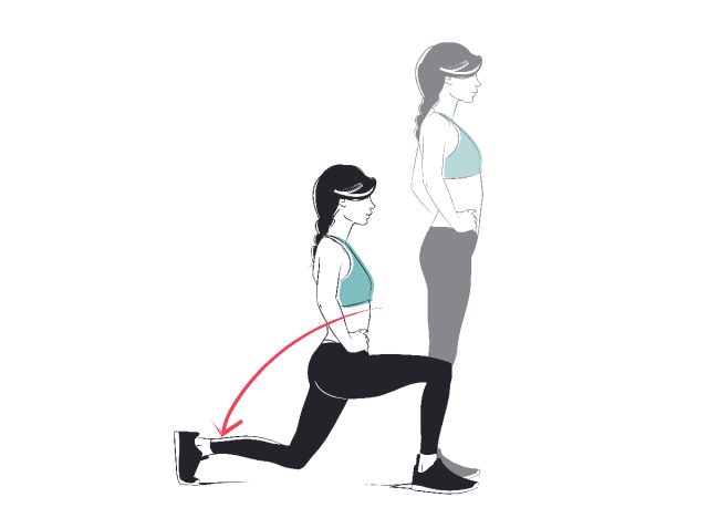 reverse lunge illustration, concept of 30-day weight-loss workout