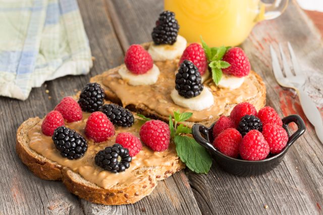 peanut butter fresh fruit open-face sandwich