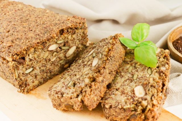 Homemade bread with flaxseed and hazelnuts