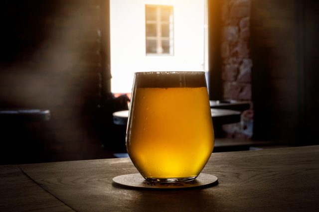 Glass of beer in a pub