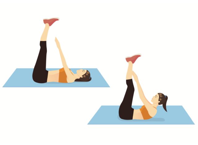 illustration of woman doing toe touches exercise