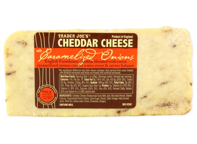 trader joe's cheddar cheese with caramelized onions