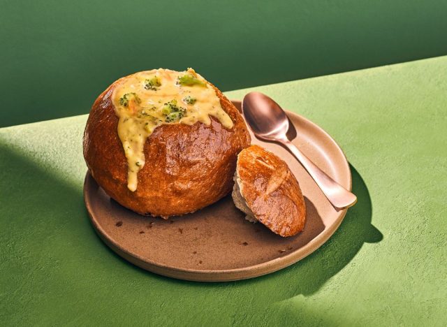 Broccoli Cheddar Soup in a Bread Bowl panera