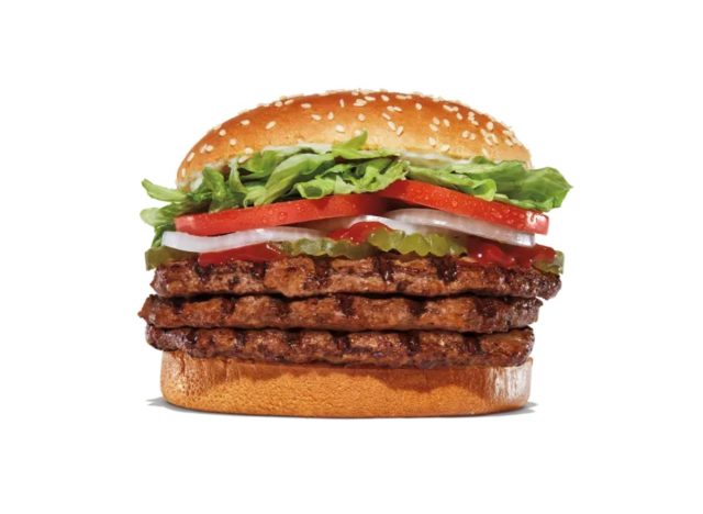 Burger King Triple Whopper on a white background