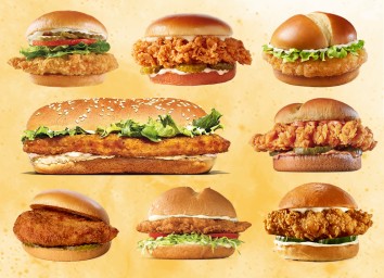 chicken sandwich collage