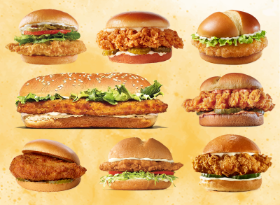 chicken sandwich collage