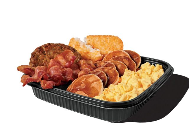 Jack in the Box breakfst platter on a white background