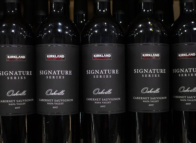 Kirkland Signature brand Cabernet Sauvignon on display at a local Costco store.