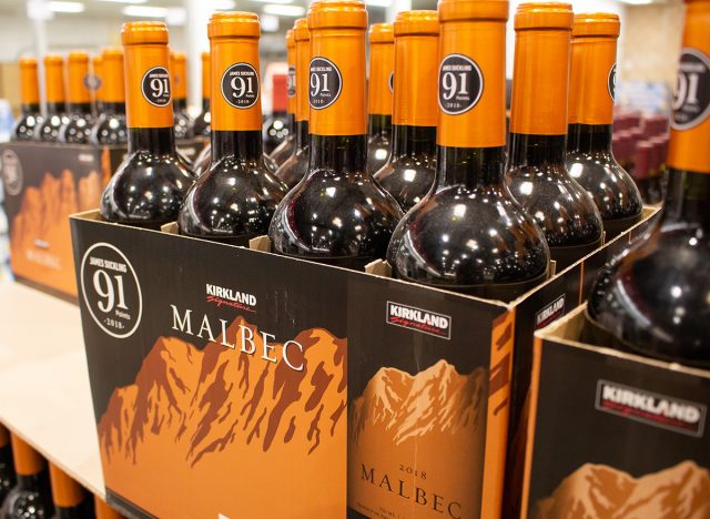 Kirkland Signature malbec wine on display at a local Costco.