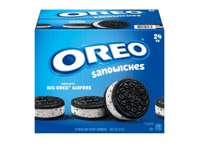 a box of oreo frozen sandwiches from costco.