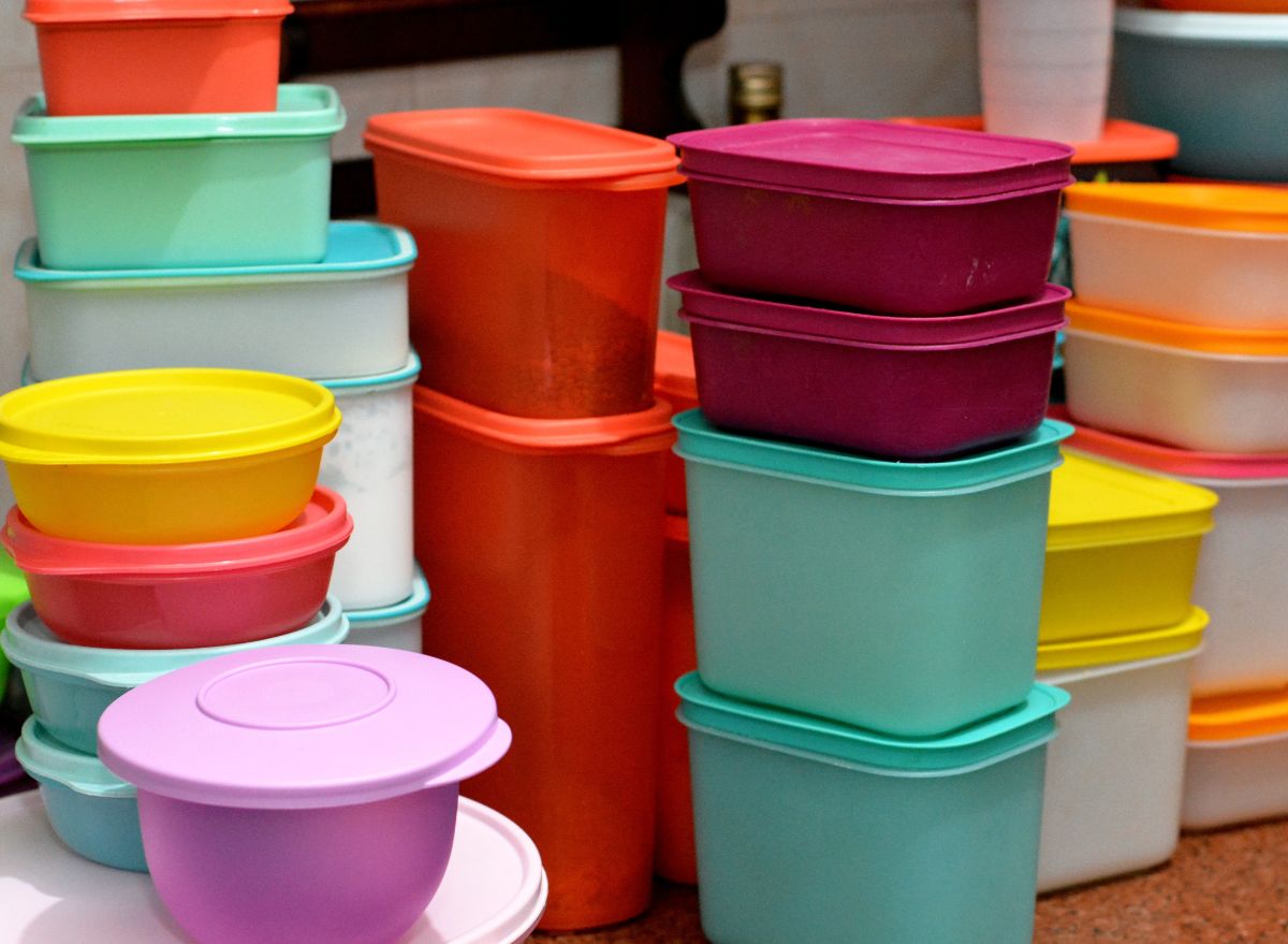 Stacks of Tupperware containers