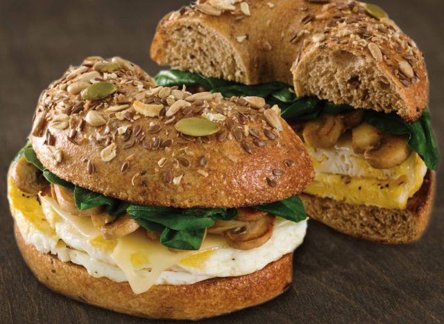 Veggie Egg White Omelet on a Multigrain Bagel Einstein Bros. Bagels