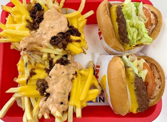 animal style fries and burgers from in n out