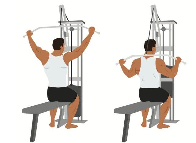 illustration of behind-the-neck lat pulldown