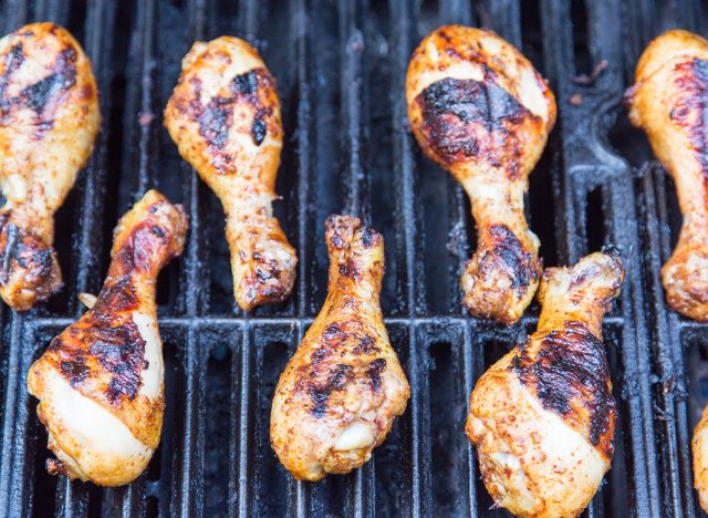 Chicken drumsticks on the BBQ