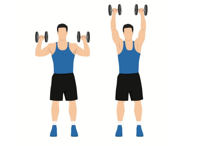 overhead press exercise with dumbbells
