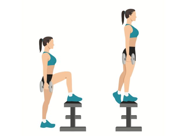 dumbbell step-ups exercise