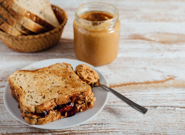 healthy PB&J sandwich