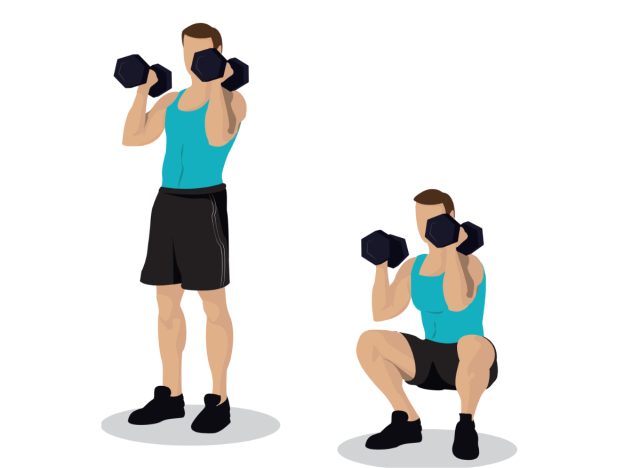 illustration of dumbbell squats