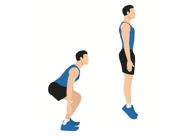 illustration of jump squats, exercises for men to melt belly fat