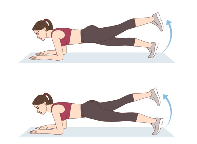 illustration of plank leg raise, lower-belly workout