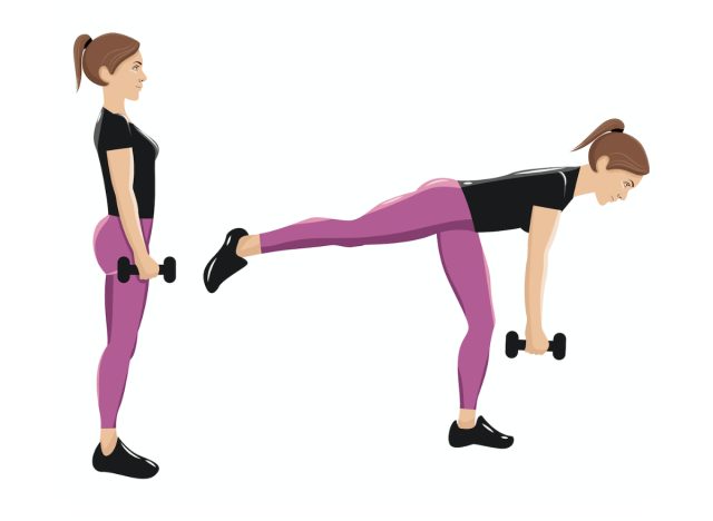 illustration of single-leg romanian deadlift, strength workouts for women to get toned legs