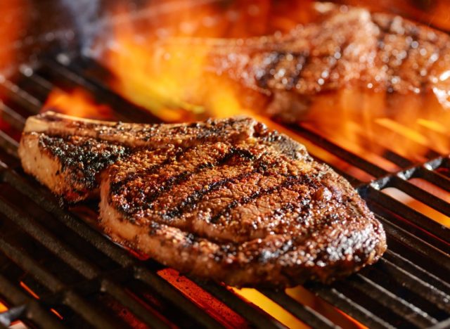 steak over fire